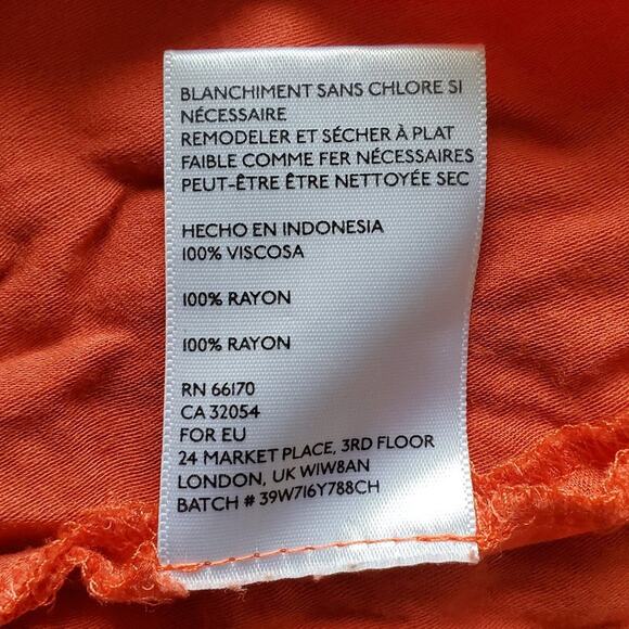 Silence + Noise Short Sleeve Lattice Back Orange Sundress Size L - Picture 11 of 12